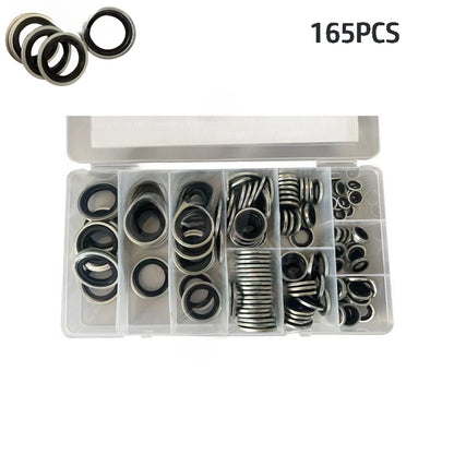 165PCS Bonded Seal Washers Gasket Kit for Industrial Oil System