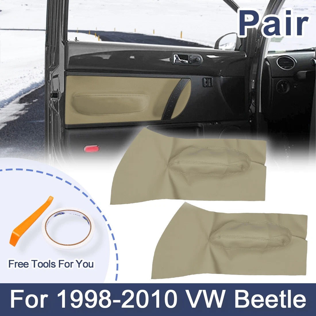 Left Door Panel Insert Card Cover Replacement for Volkswagen Beetle (1998–2010)