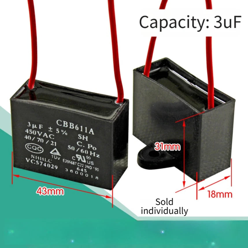 CBB61 Motor Capacitor 450V AC for General Purpose Fan Circuits