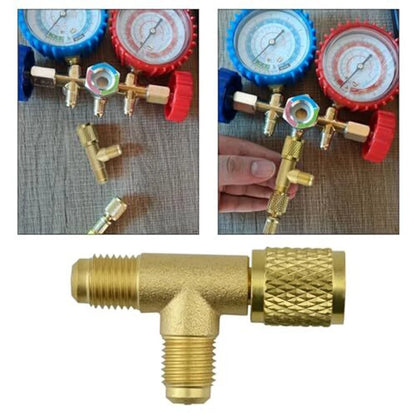 2Pcs Brass Quick Coupler Tee 14in SAE with Valves for Reliable Use