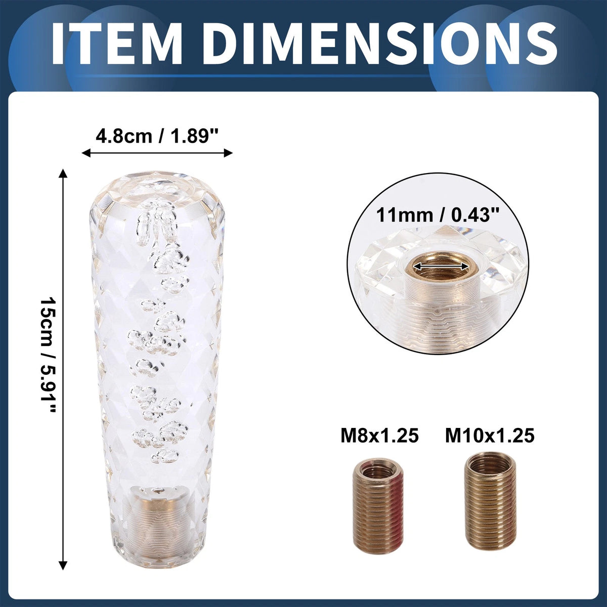 Set of 1 Universal Shift Knob with 2 Adapters for Manual/Automatic Vehicles