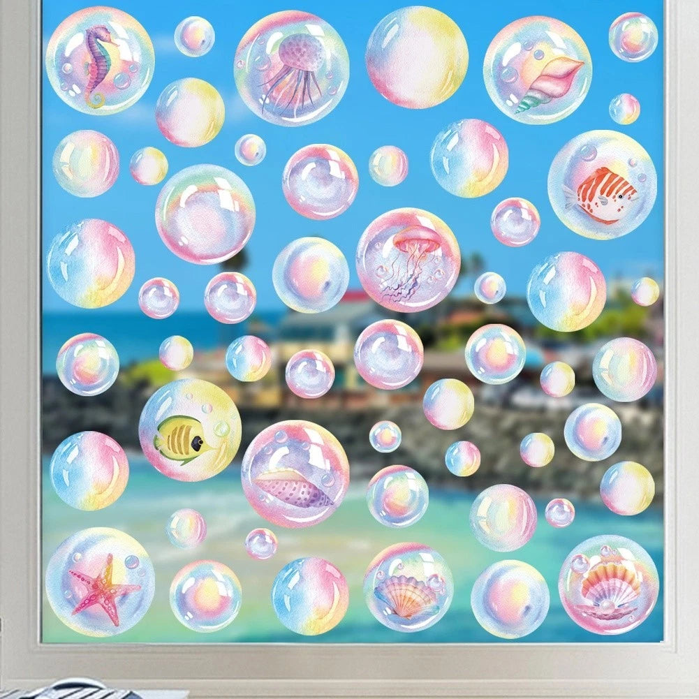 Static Clings for Marine Life Theme Decorative Decals for Home