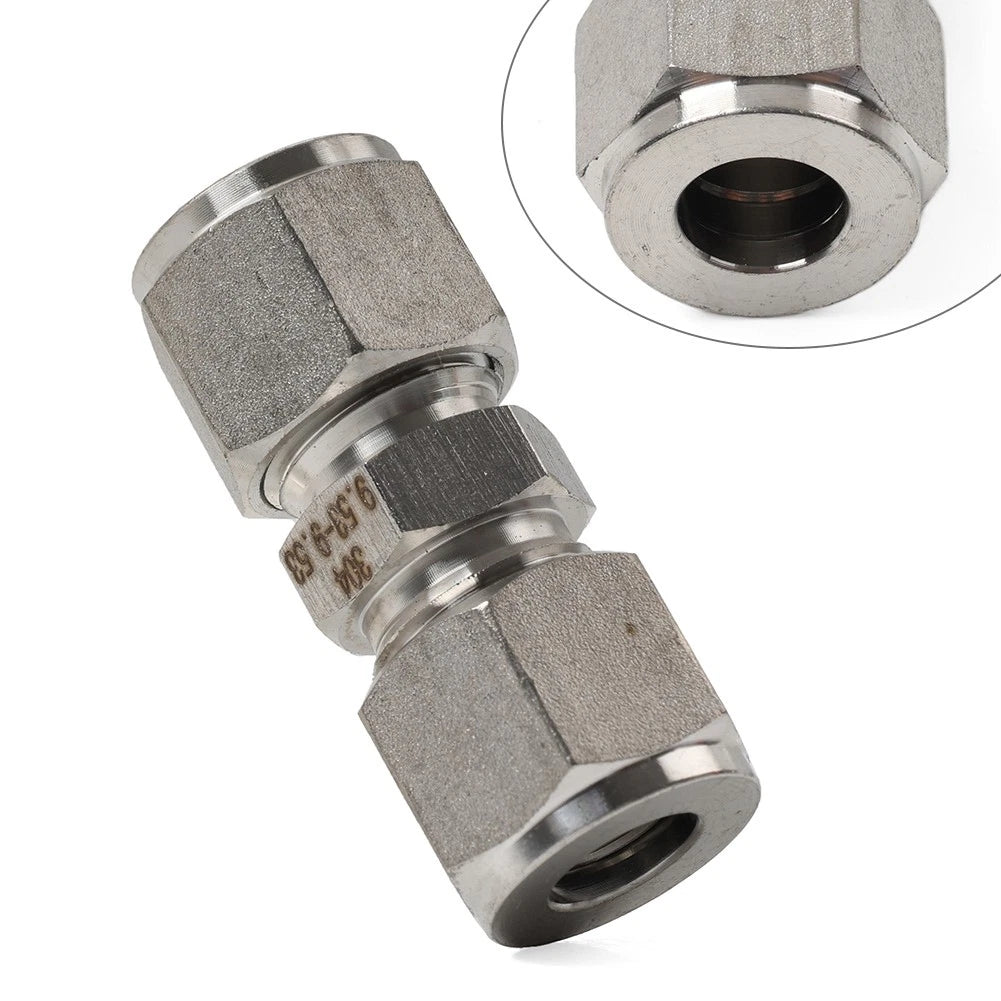 3/8" Equal OD Straight Through Ferrule Pipe Tube Connector for