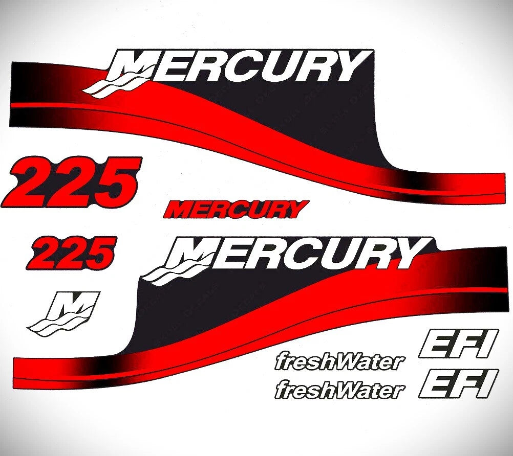 Set of 2 Decals for Mercury Outboard 225hp (824105A00) Red