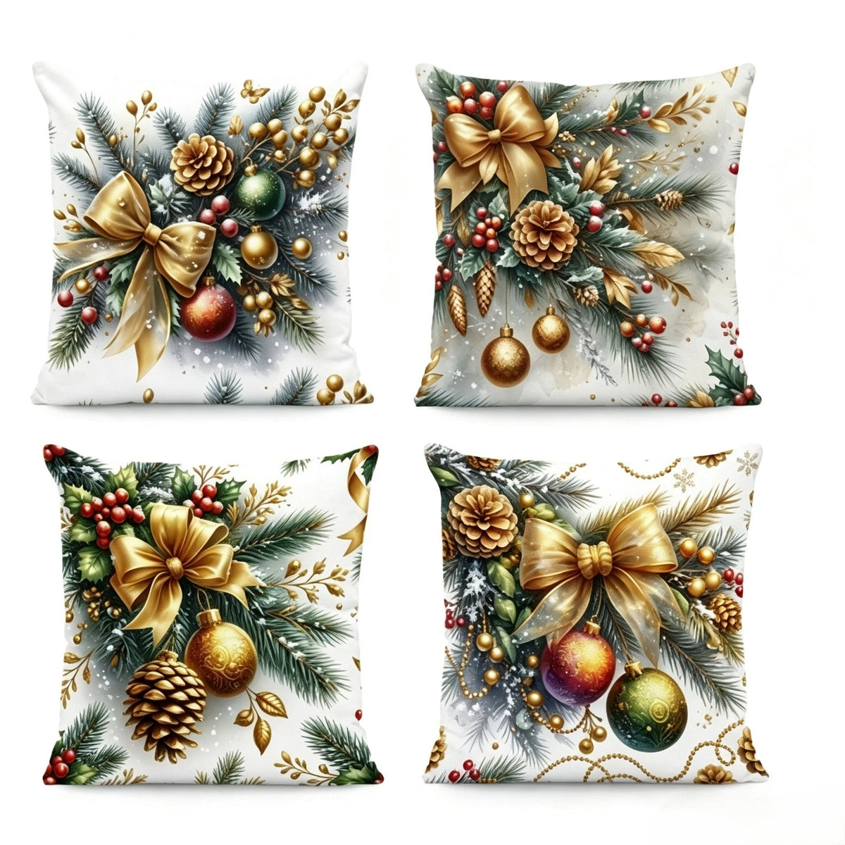 Set of 2 Christmas Pillow Covers Soft Plush Polyester