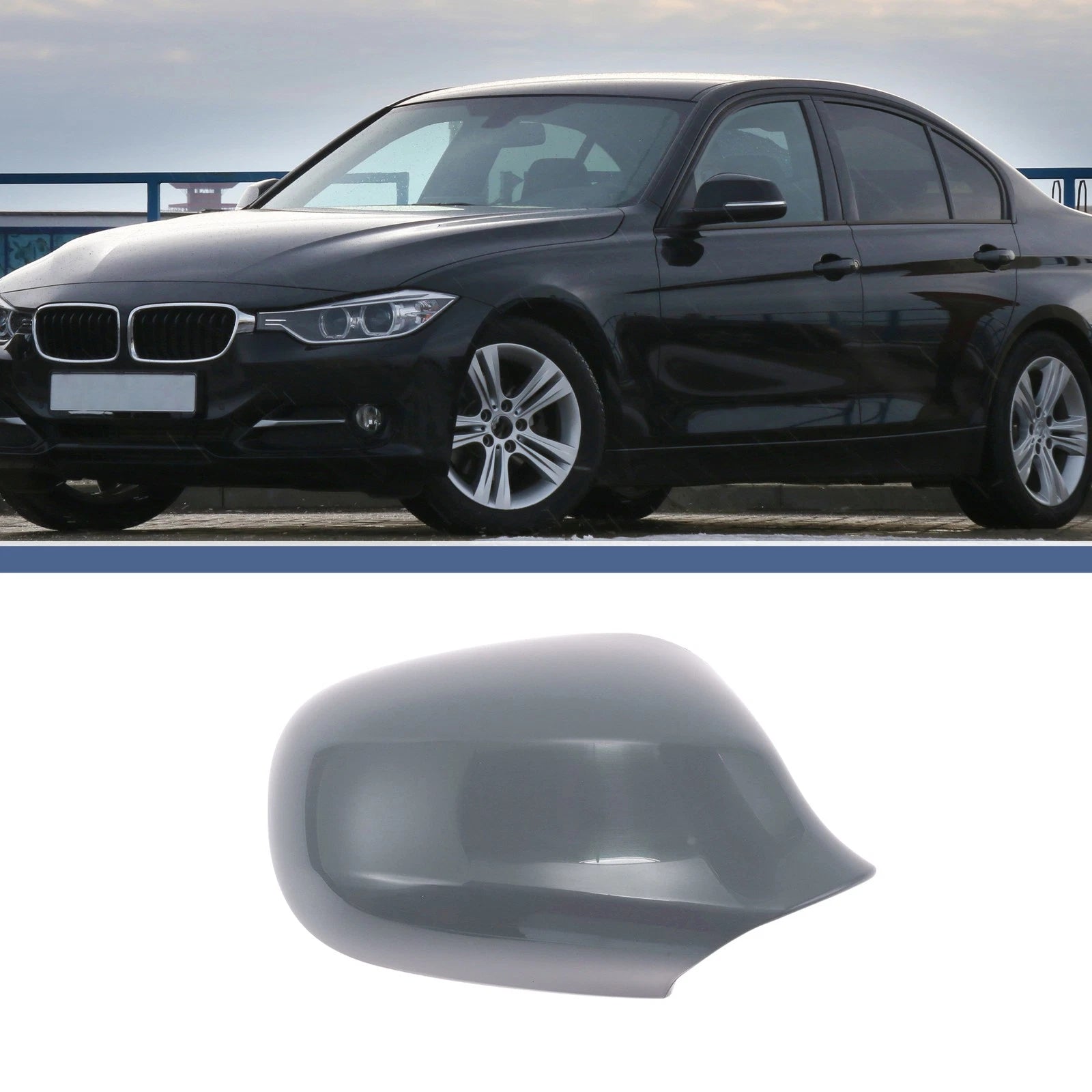Right Passenger Side Mirror Cover Cap Replacement for BMW 3 Series E90 E91 (2005–2012)