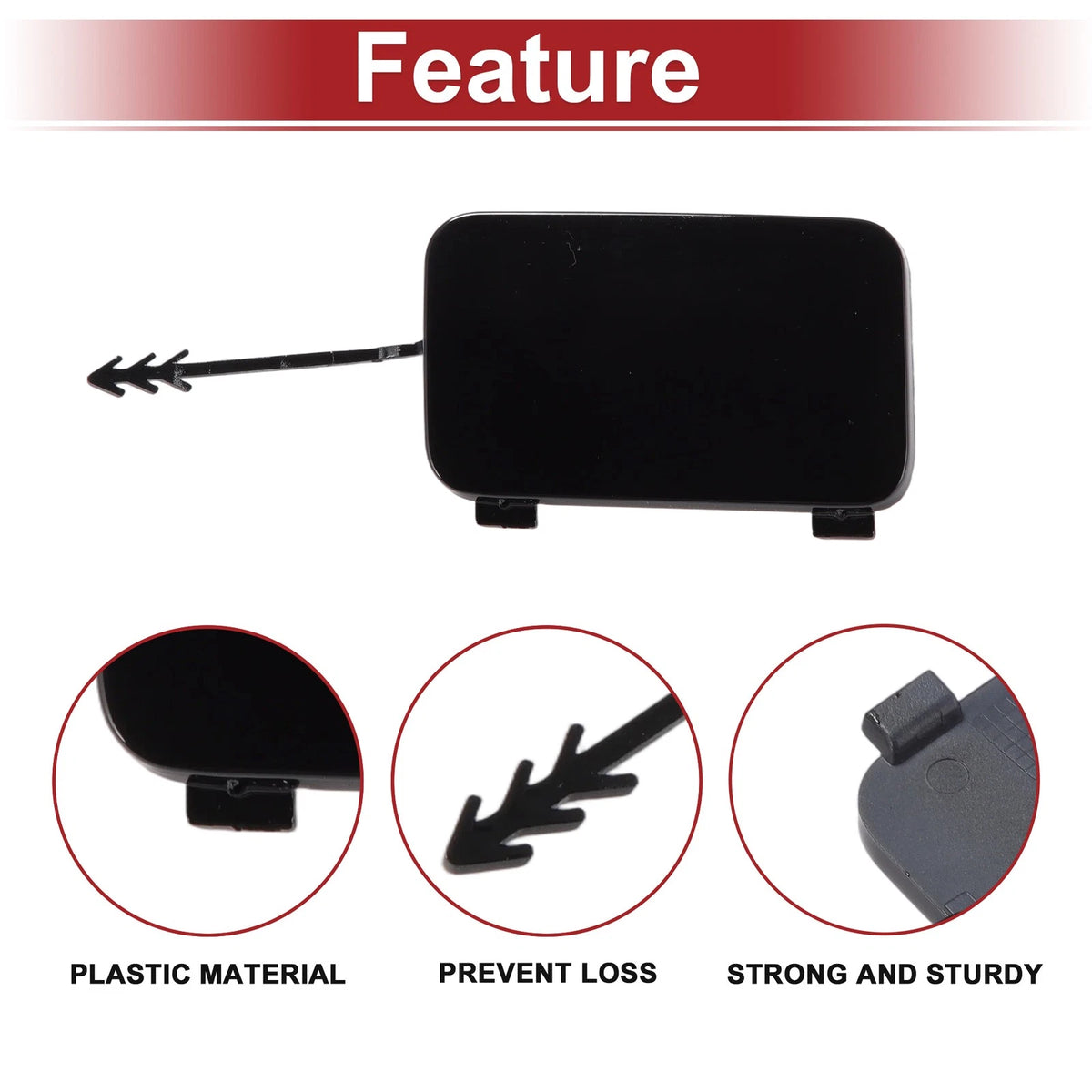 Tow Hook Cover Cap for Audi Q5 (2008–2017) 8R0807449 Black Plastic