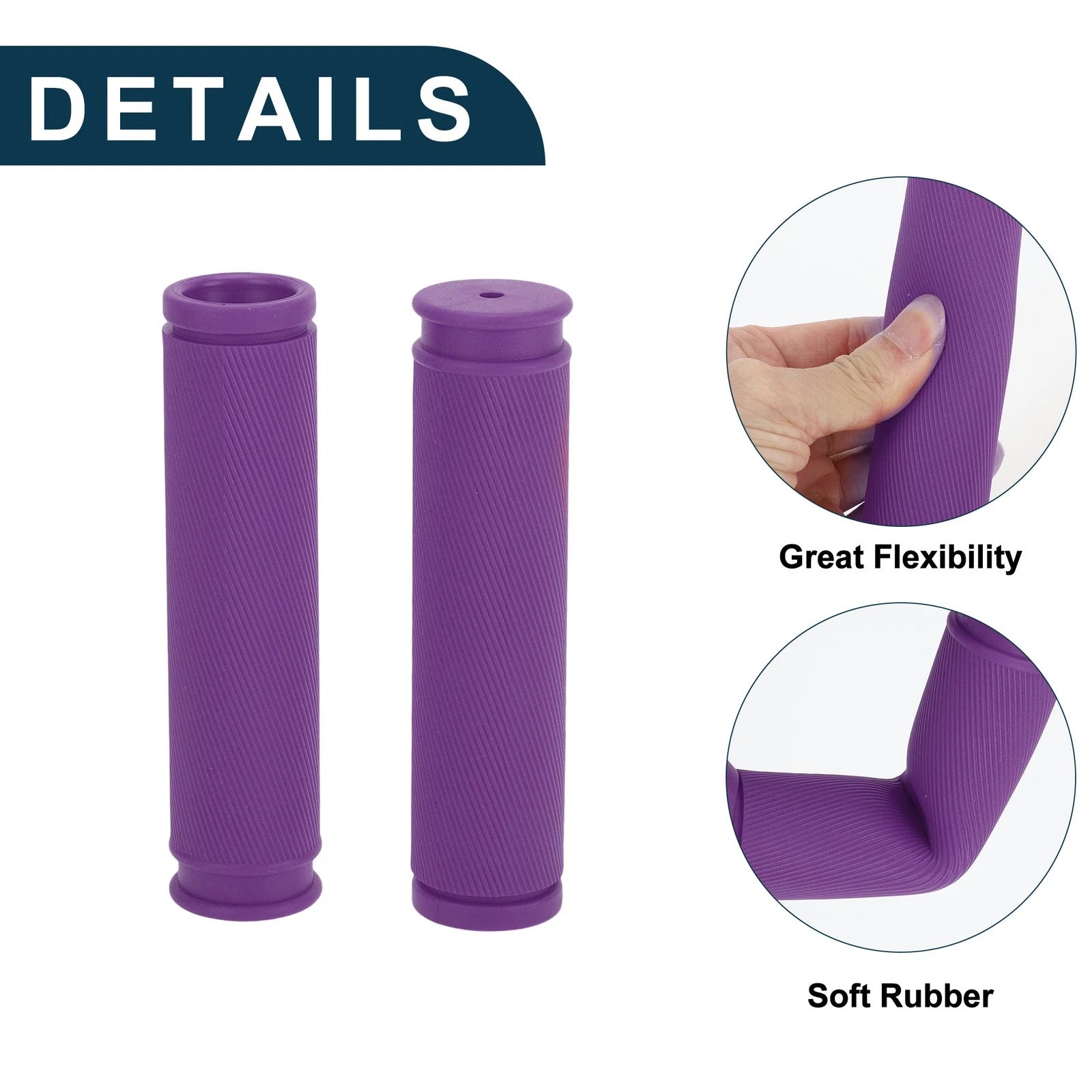 Bike Handlebar Grip Covers 125mm Soft End Grips Protector 1 Pair (Purple)