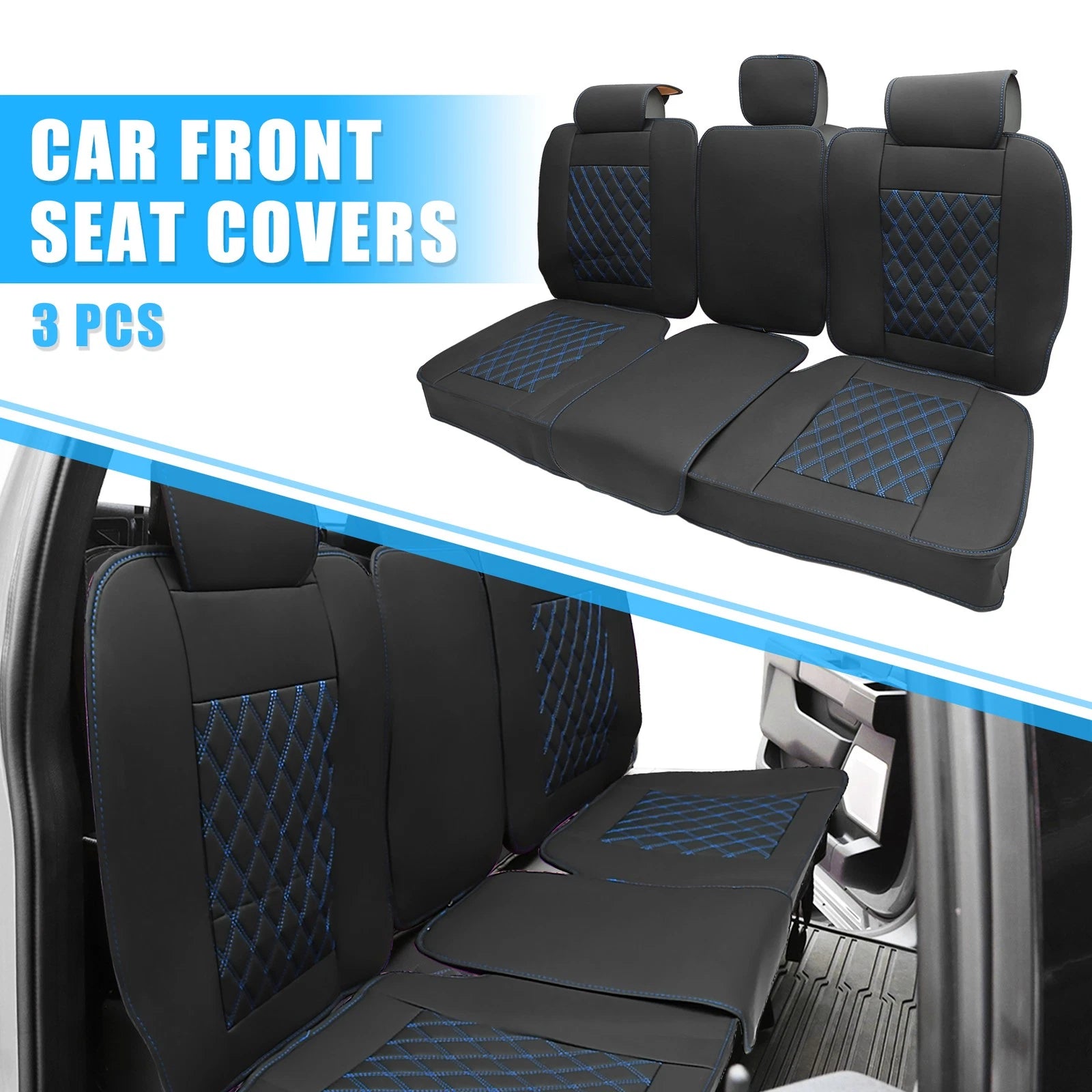 Rear Seat Covers Seat Protectors Pad for Dodge Ram 1500 Black 3 Pcs