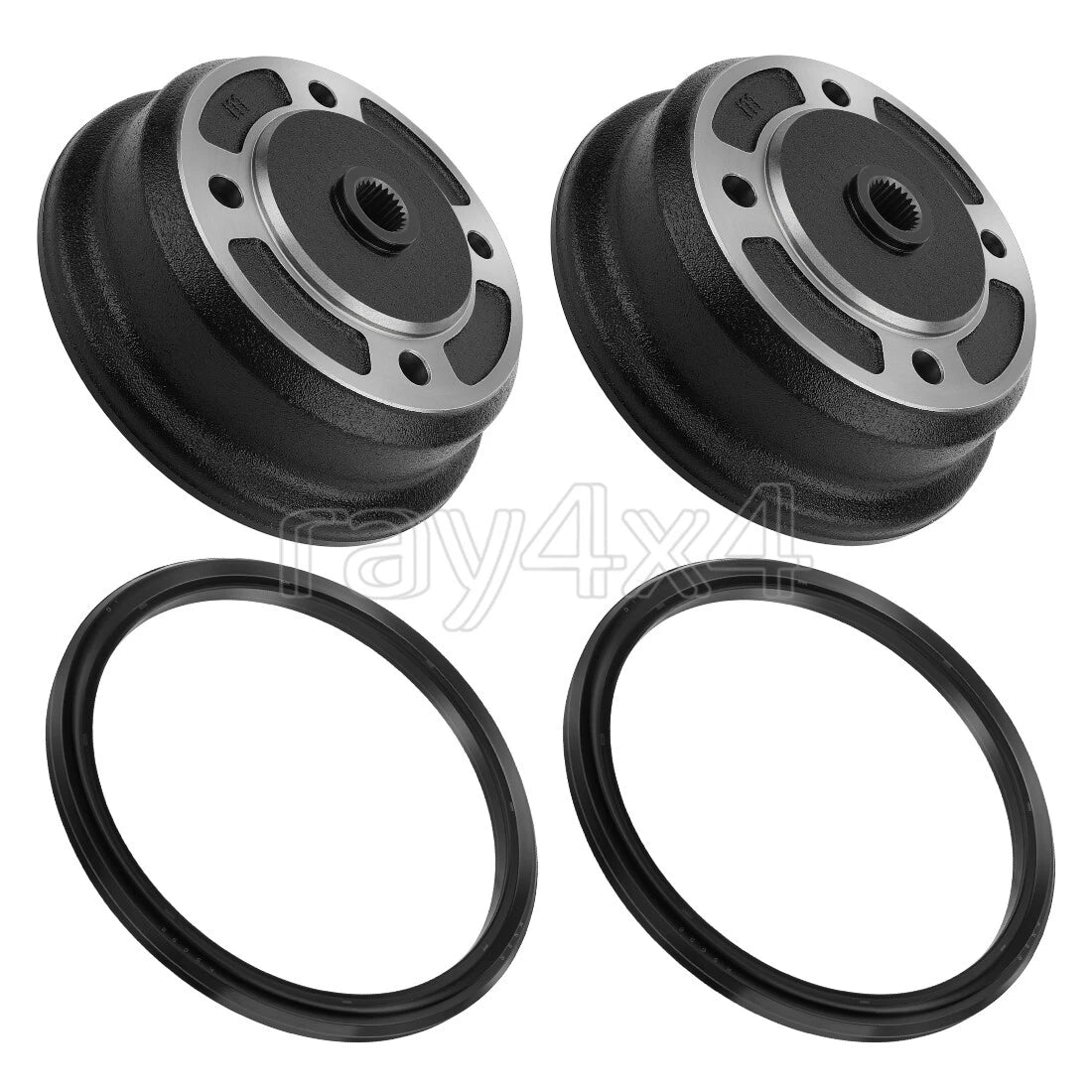 2 Front Brake Drum Hub w/Seals for Kawasaki Mule KAF620 KAF950 (2001–2008)