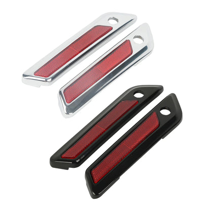 Set of 2 Black/Chrome Hard Saddlebags Hinge Latch Covers for Harley Touring (2014–2023)