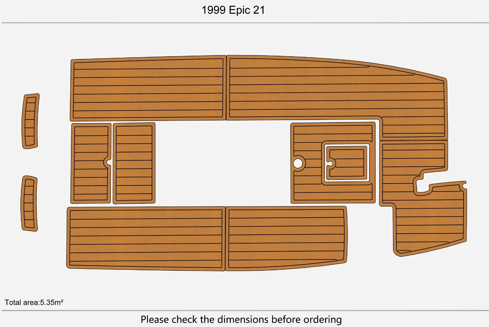 EVA Cockpit Pads for Epic 21 (1999) - Foam Faux Teak Deck Flooring Mats