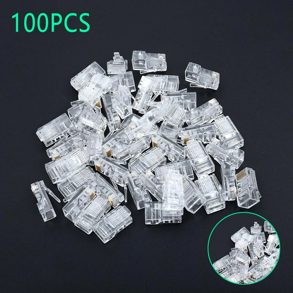 100PCS RJ45 8P8C CAT5e Network Modular Plug Connector