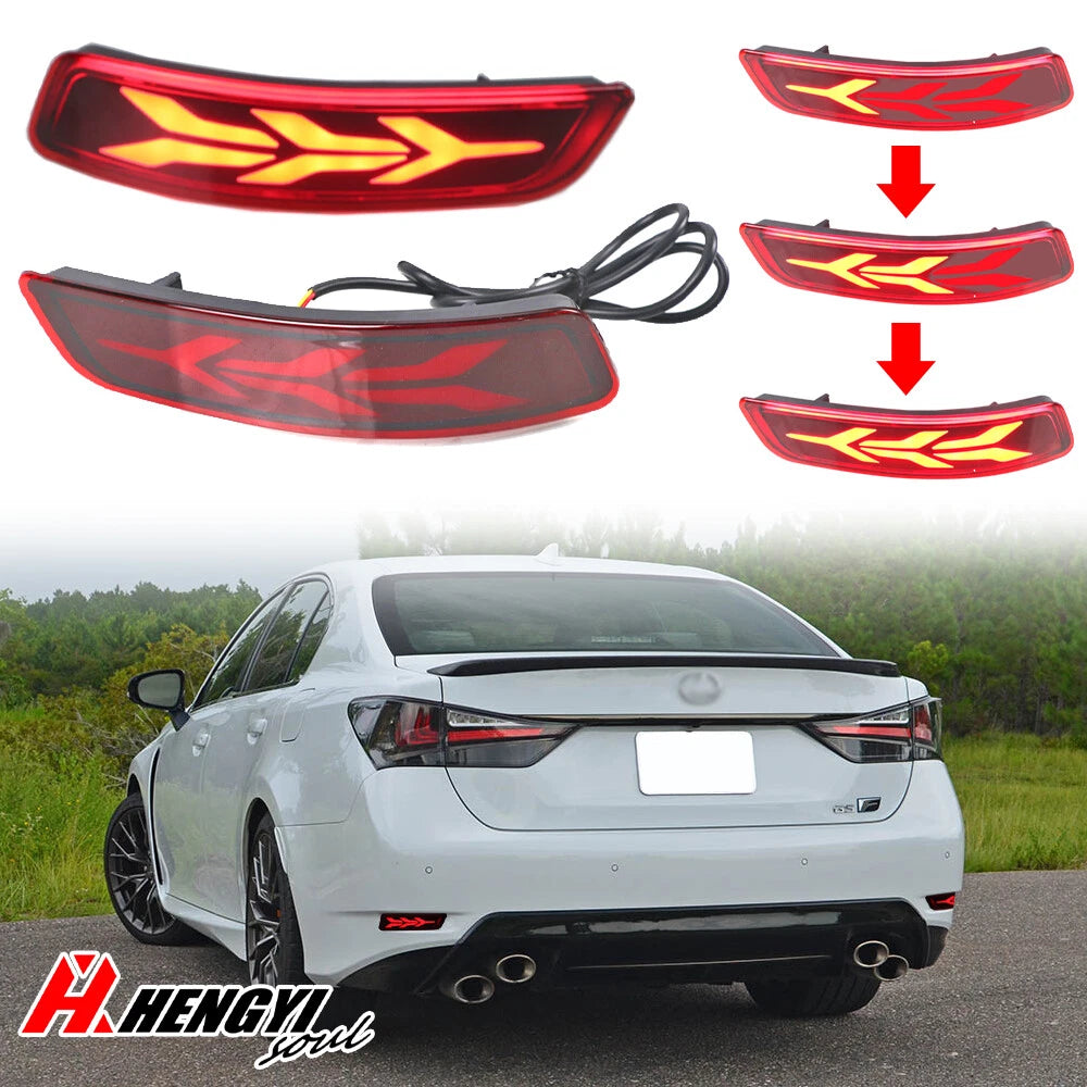 LED Rear Bumper Turn Signal Stop Brake Lights for Lexus GS350 ES350 (2013–2018)