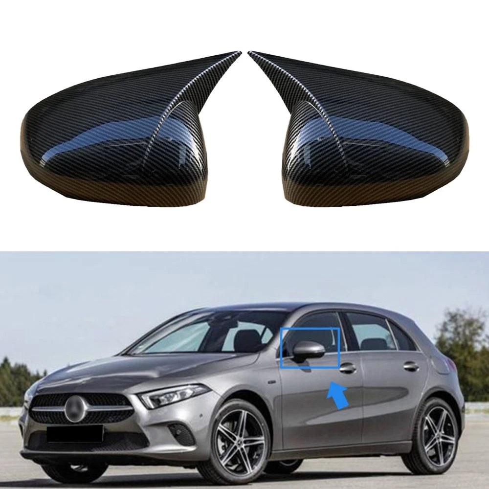 Carbon Look Mirror Cap Cover for Benz A CLA Class W177 C118 (2019–2026)