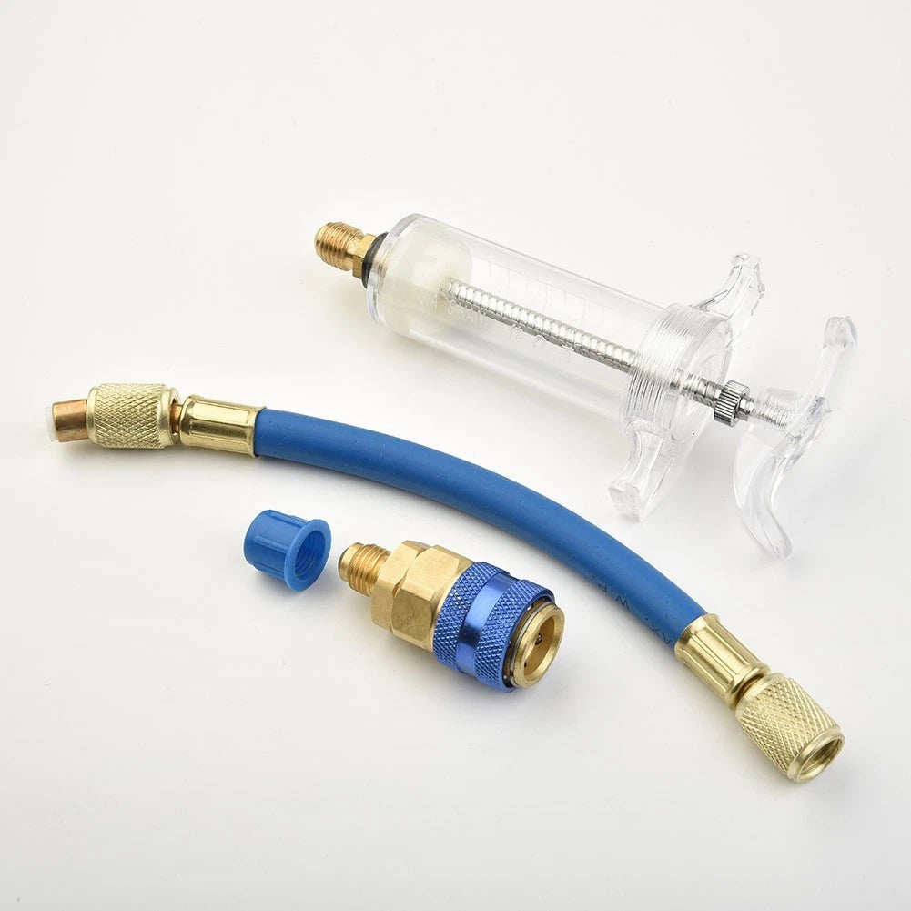 Oil/Dye Injector 30ml & Low Side Quick Coupler Adapter 1/4 for SAE X4T7