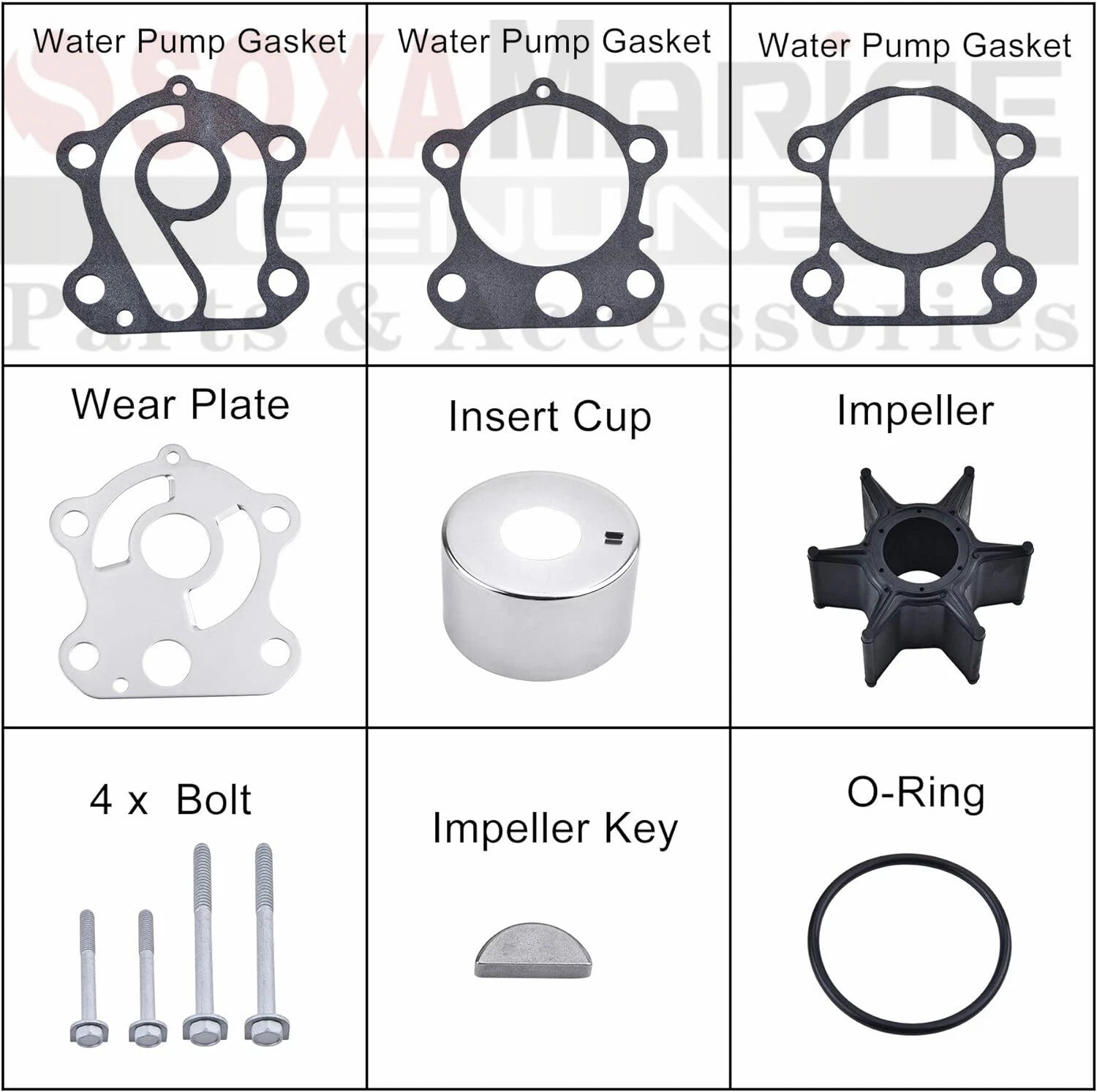 Water Pump Service Kit 18-3370 for Yamaha 2-Str 60-90 HP (1970–1990)