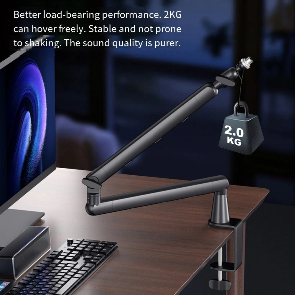 Adjustable Desk Microphone Arm Stand - Sturdy Metal Design