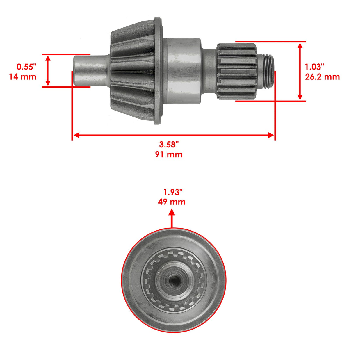 Rear Differential Gear Pinion Shafts Replacement for Honda TRX250TE Recon 250 (2002–2006)