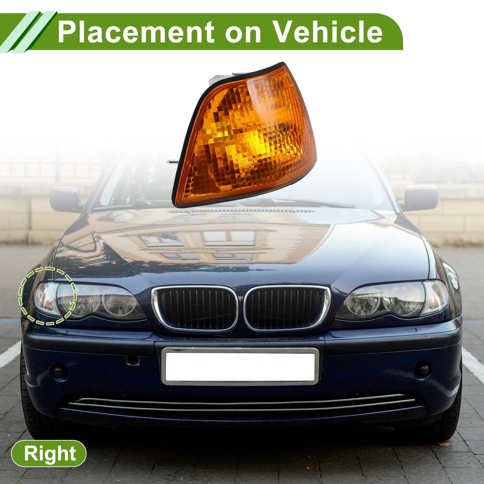 Corner Signal Light Cover Right Side Replacement for BMW 3 Series (1992–1998)
