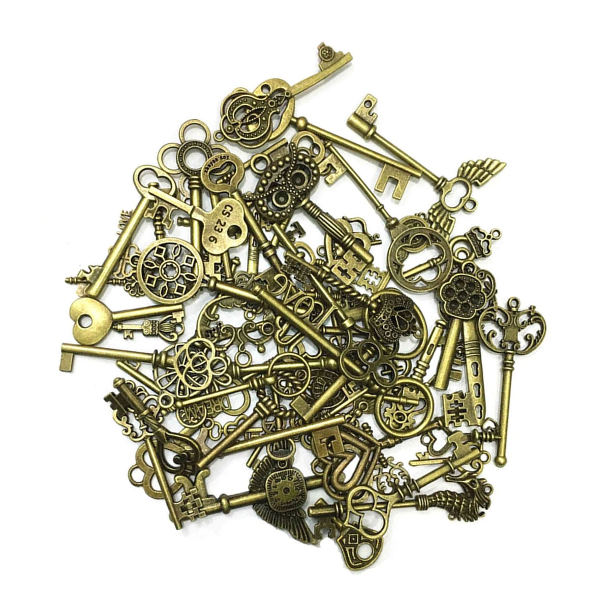 69PCS Vintage Skeleton Keys Set - Unique Shapes, Heart & Crown Design
