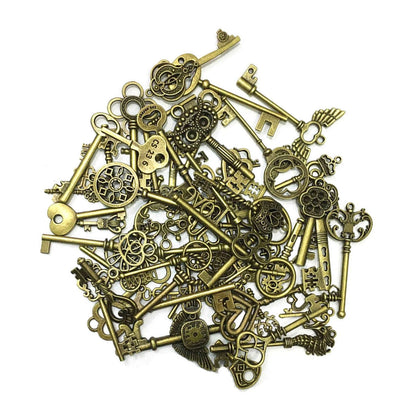 69PCS Vintage Skeleton Keys Set - Unique Shapes, Heart & Crown Design