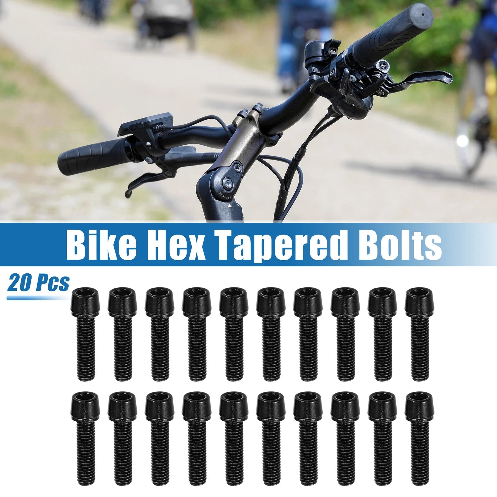 Tapered Screws Bolts Replacement for M5x20 Bike Stem (Black) (20-Pack)