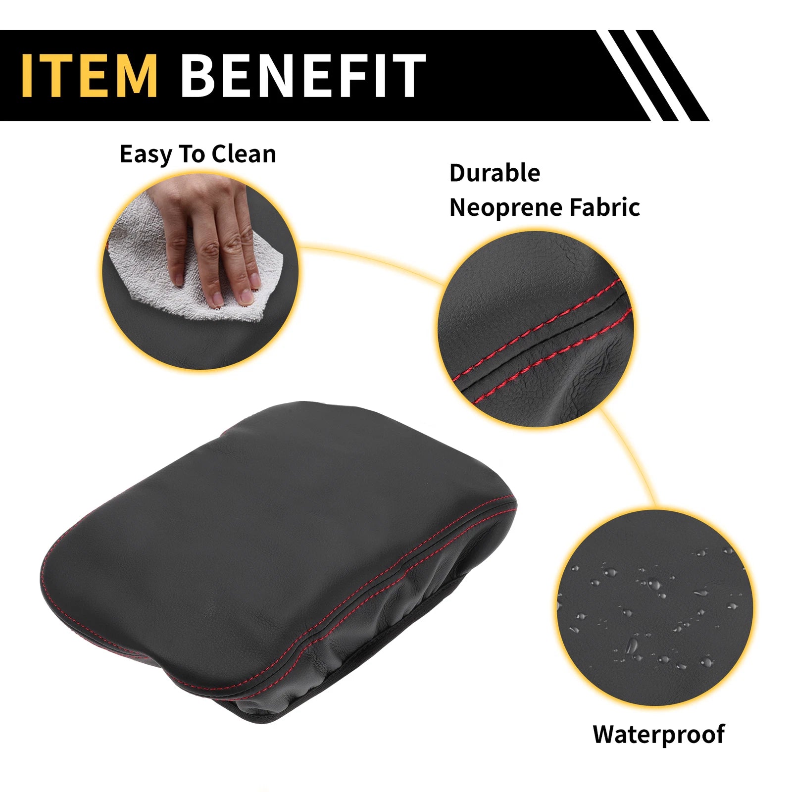 Console Lid Armrest Cover for GMC Canyon (2015–2023) Microfiber Leather Black