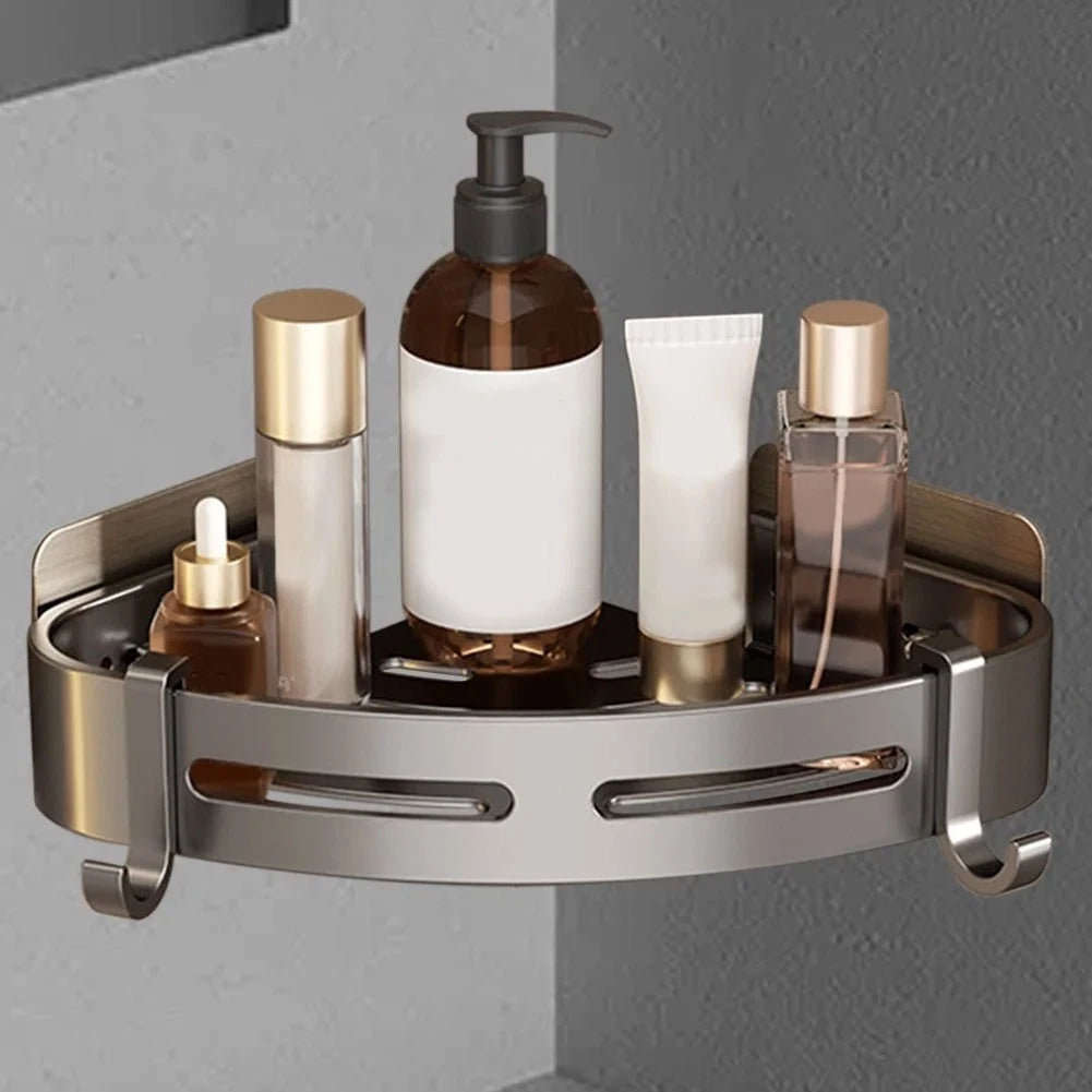 Wall Mounted Bathroom Shelf for Gunmetal Gray Aluminum (No Drill)