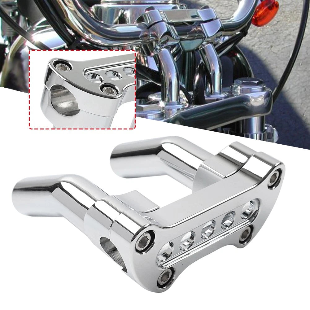 5-hole 4.5" Pullback Handlebar Riser Clamp For Harley 1" Bar Super Wide Chrome