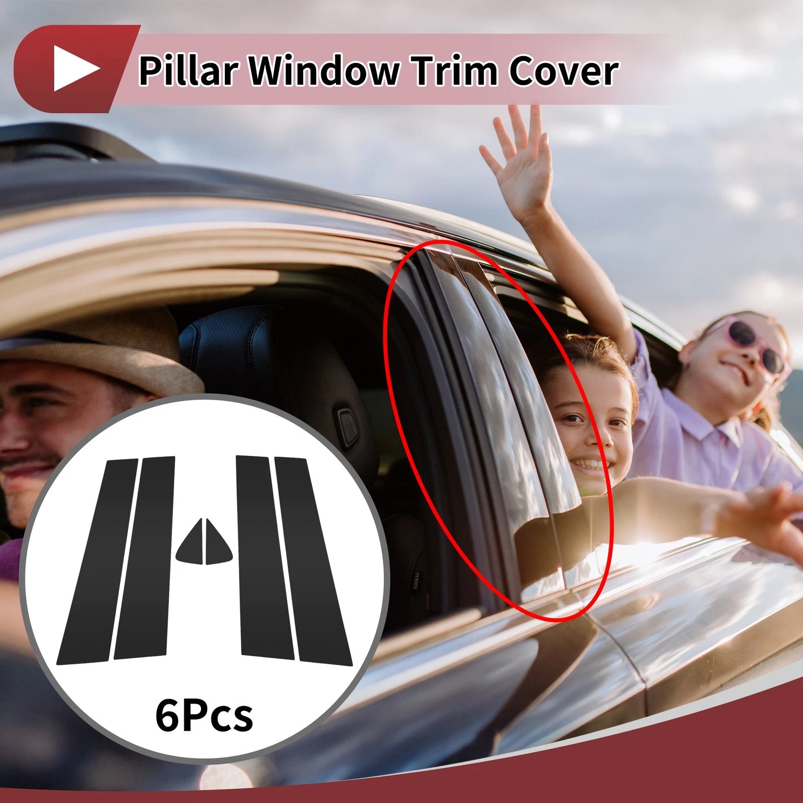 Door Pillar Window Trim 6 Pc Replacement for Dodge Durango (2011–2020)