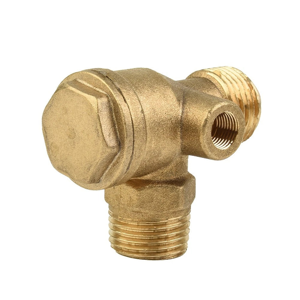 1X 3 Port Brass Male Threaded Check Valve for Air Compressor