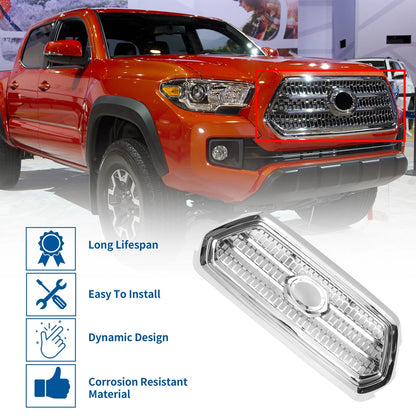 Front Hood Bumper Grille Grill for Toyota Tacoma (2016–2020) Chrome Silver Tone
