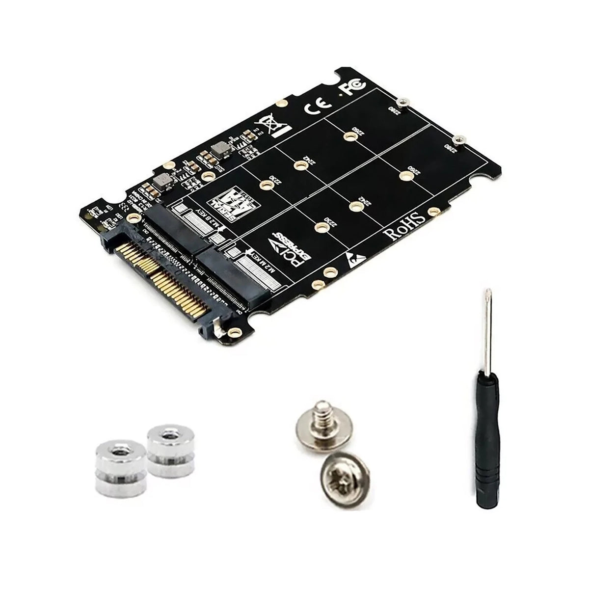 M.2 NVME SSD Key M + NGFF SATA SSD Key B to U.2 SFF-8639 Adapter