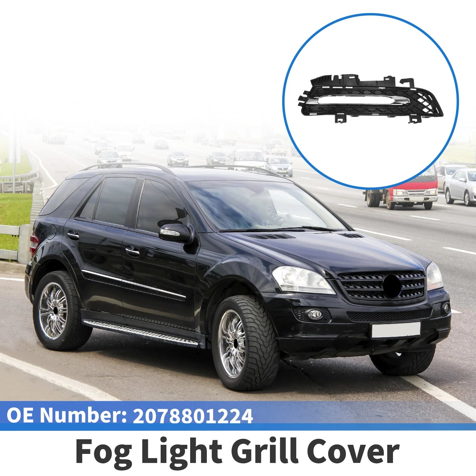 Front Right Fog Light Grill Replacement for Mercedes-Benz C-Class (2008–2015)
