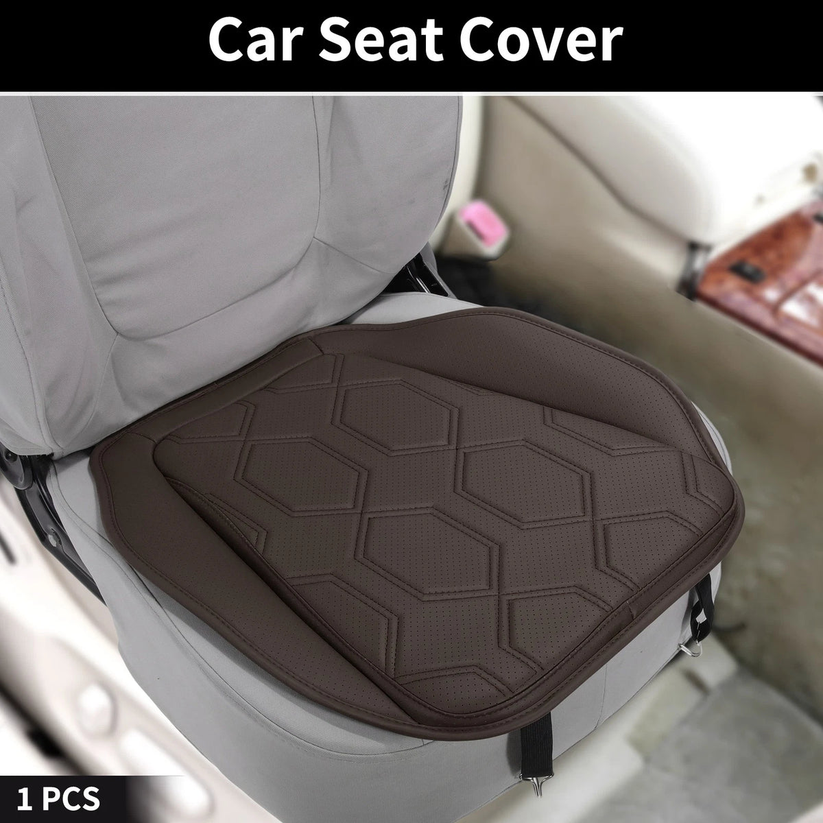 Brown Leather Bottom Seat Pad Cover for Universal Car SUV Truck (1 Pcs)