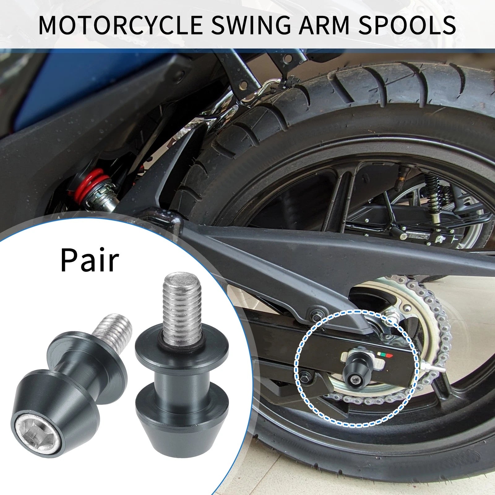Motorbike Swingarm Spools 10mm CNC Replacement for 2010–2019 Universal Pair