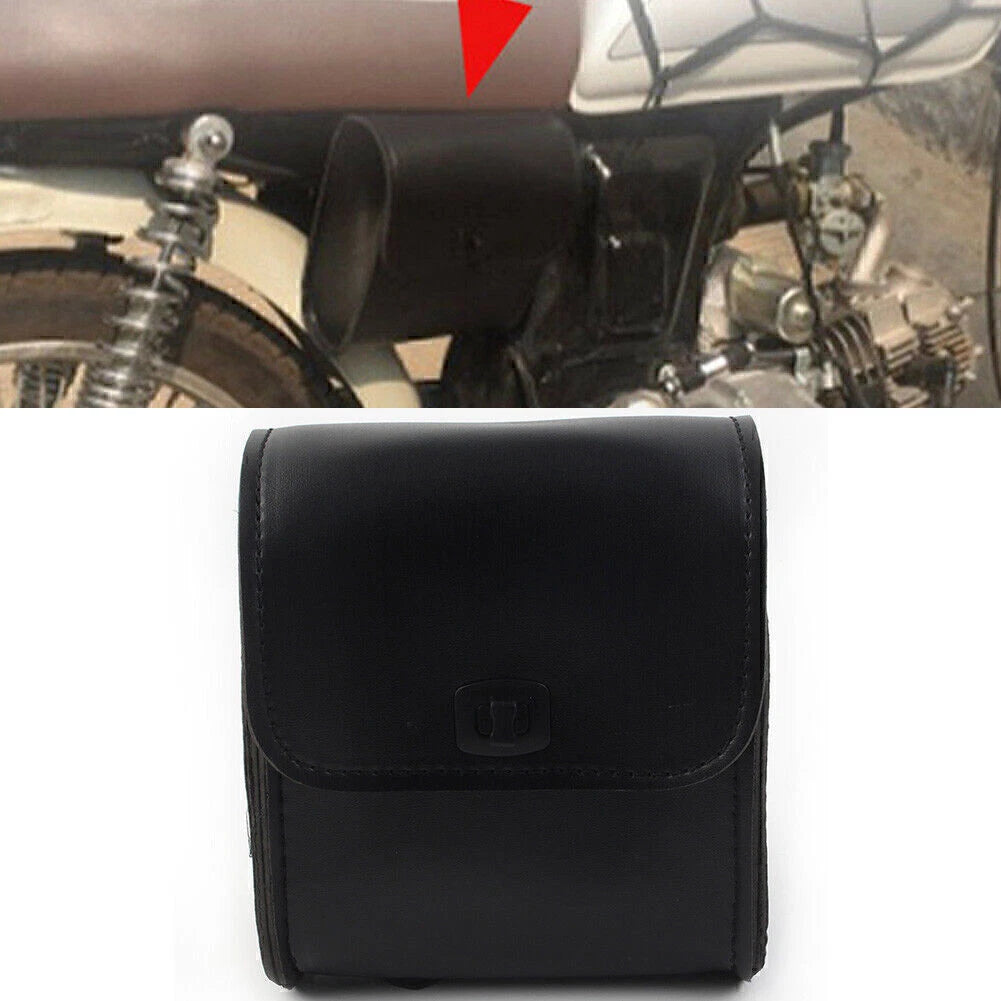 Saddle Luggage Pu Leather Side Tool Bag Storage Universal Pouch Black Motor