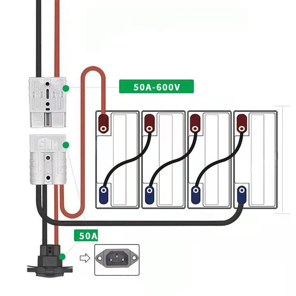 50Amp Weatherproof Battery Charging Connector Cable for