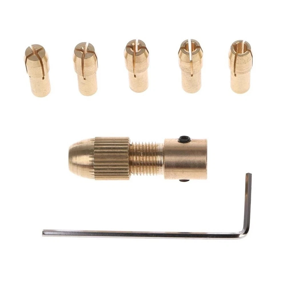 7-Piece Miniature Electric Drill Chuck Set with Self-Tightening Brass