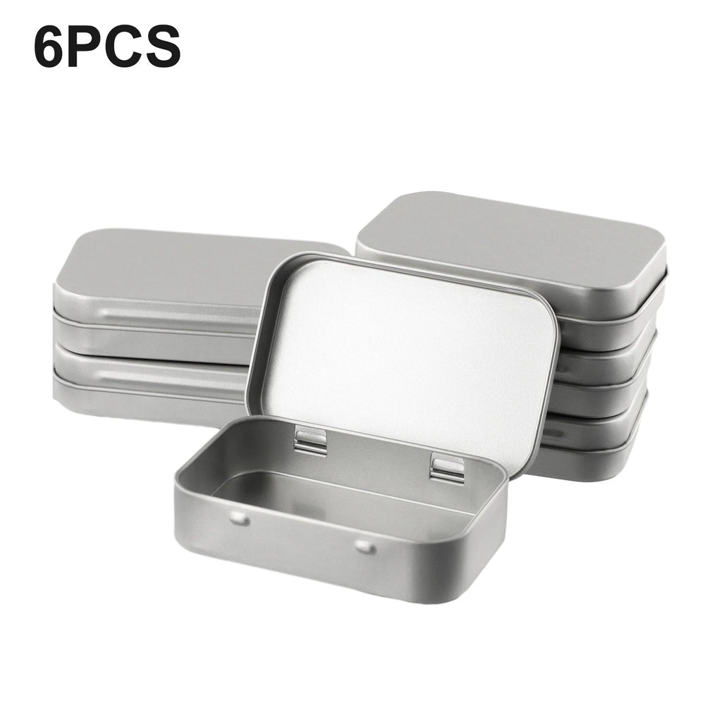 6x Metal Box Container for Cosmetics (Lip Gloss, Herbs)