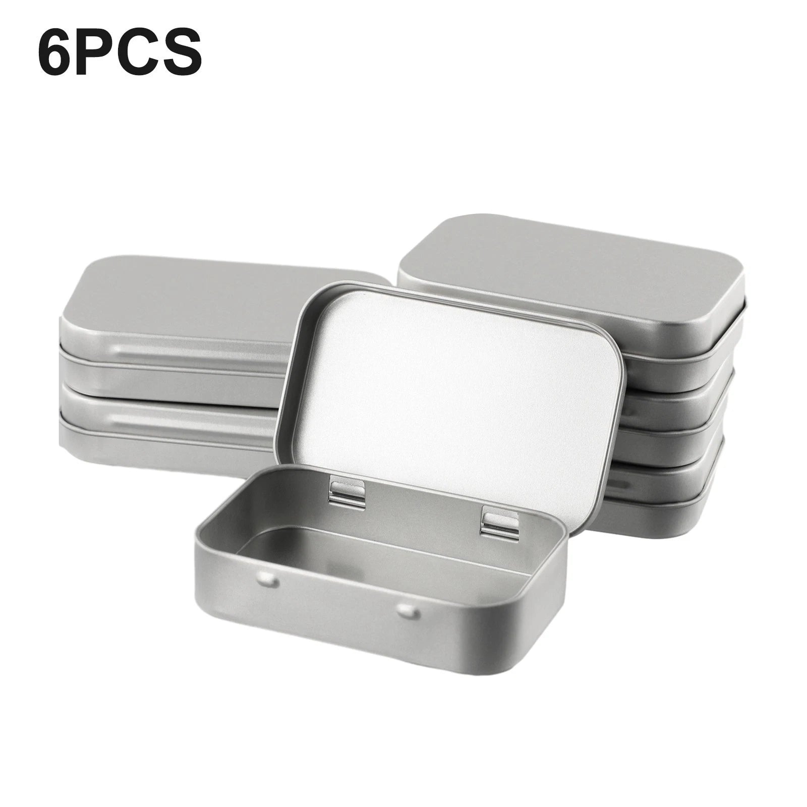 6x Metal Box Container for Cosmetics (Lip Gloss, Herbs)