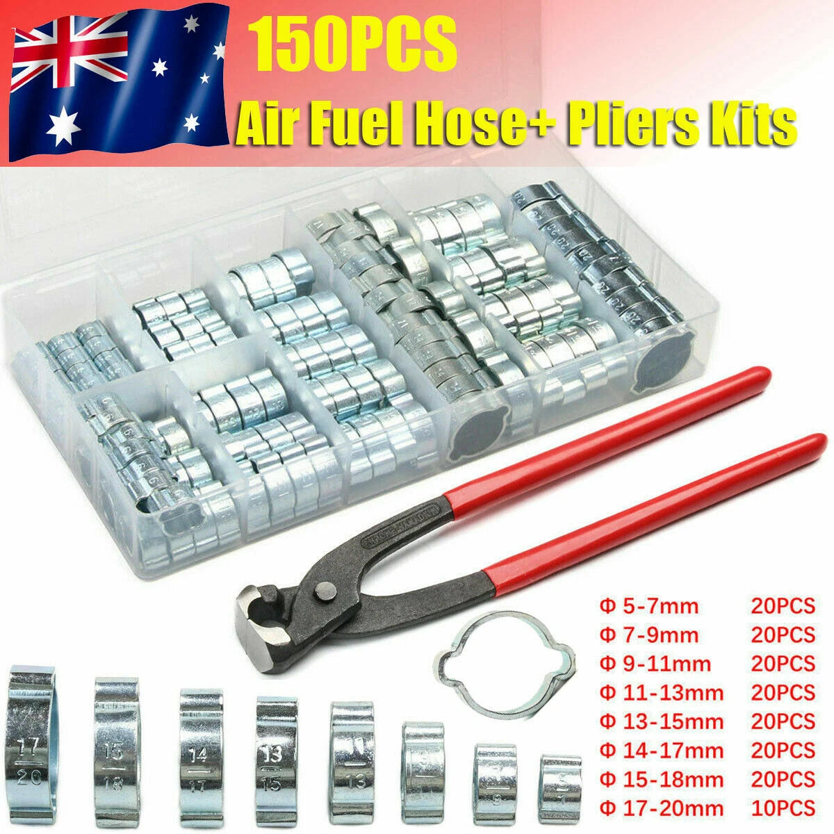 Hose Clamps Clips Set for Gear Pipe (45/60/100/150 pcs)