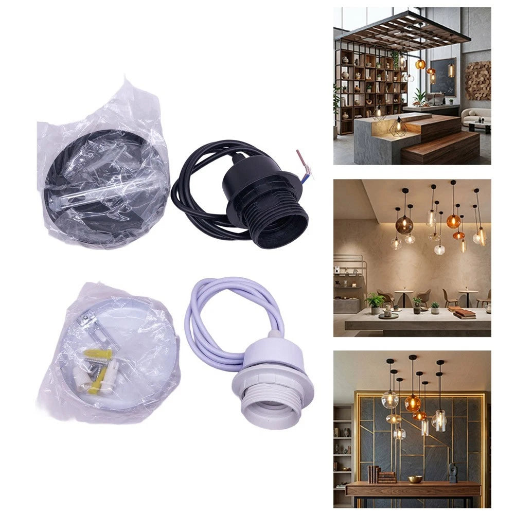 Set of 4 Adjustable Height E27 Lamp Holders for Ceiling Pendant Lights