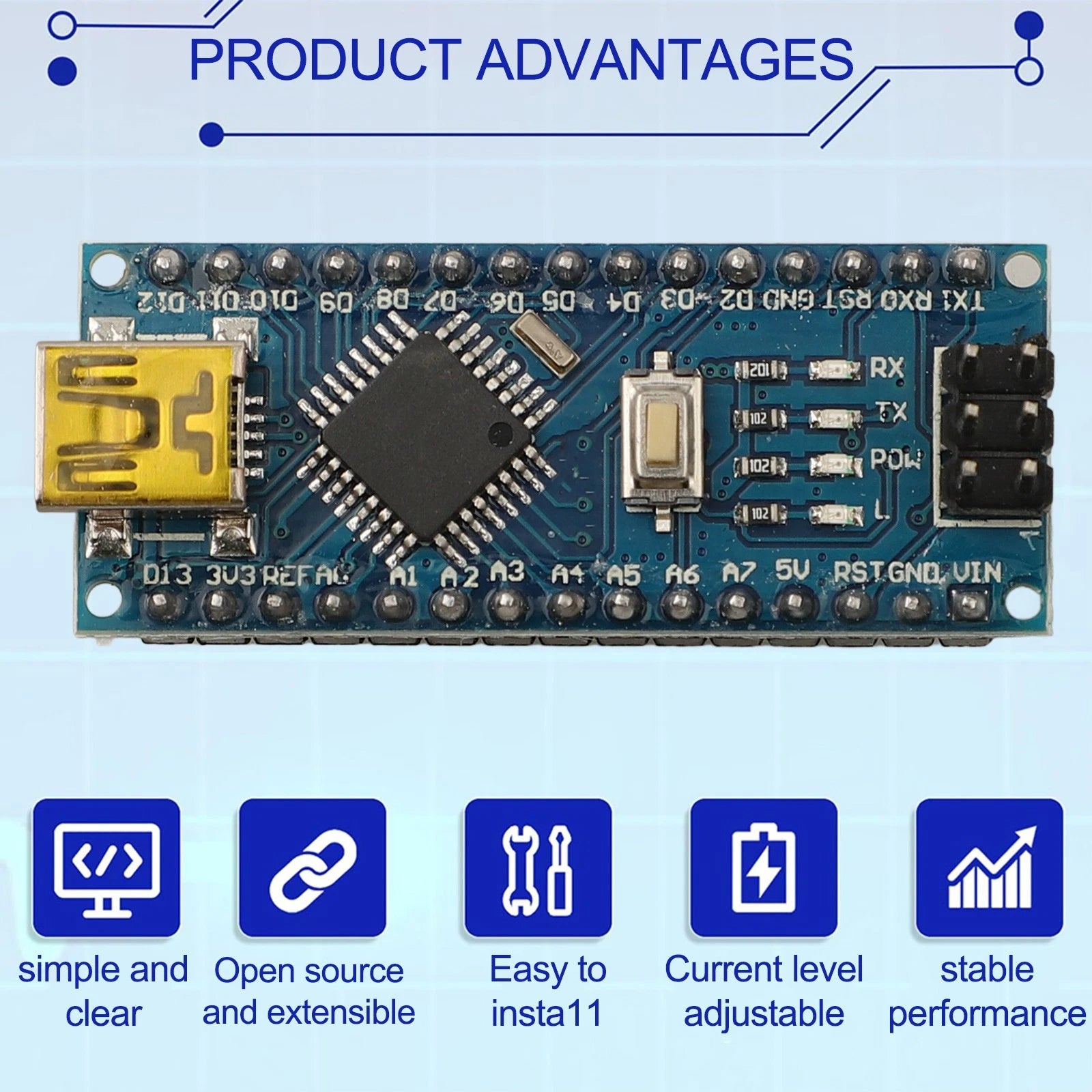 3PCS Presoldered Arduino Boards Compatible with ATMEGA328P