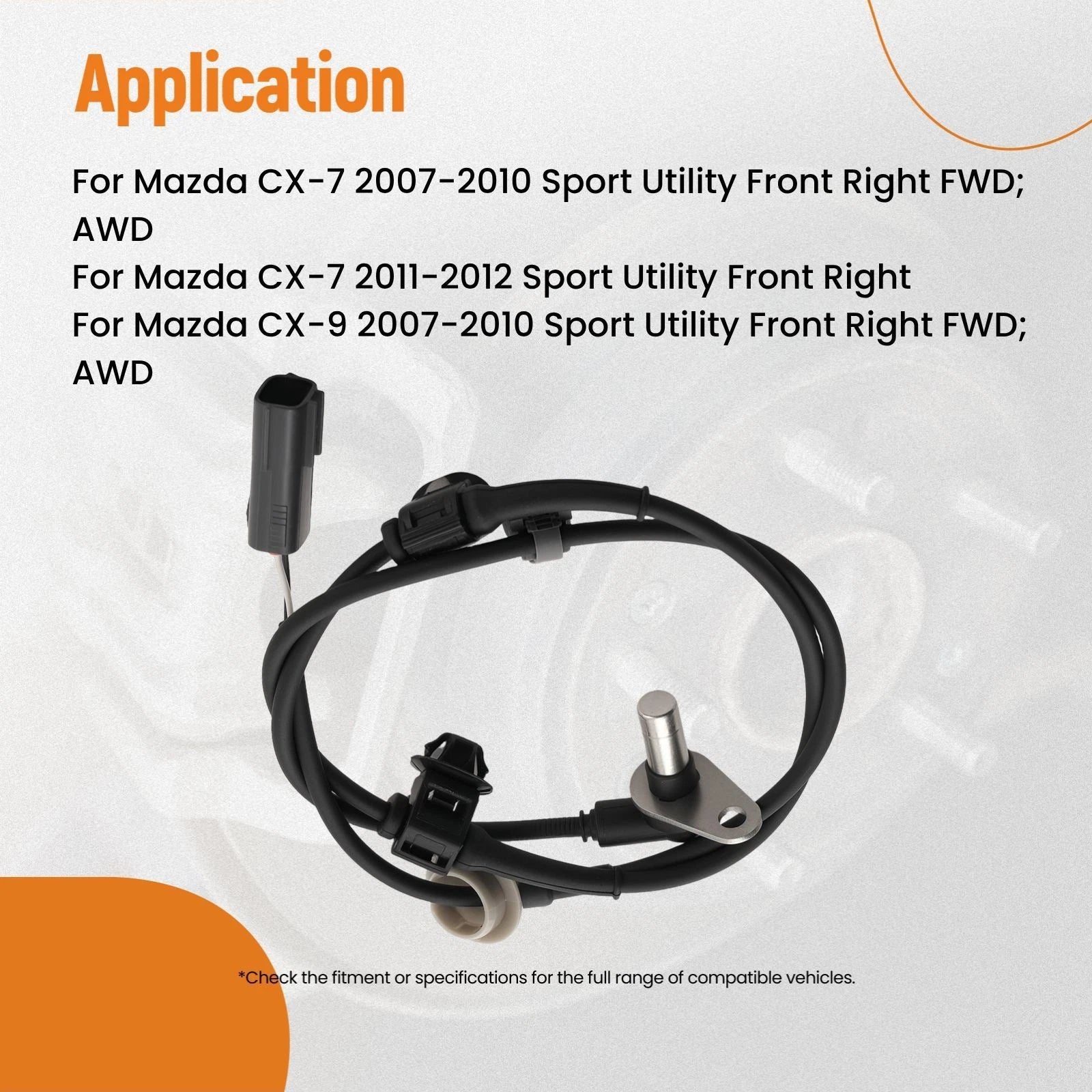 ABS Wheel Speed Sensor for Mazda CX-7 (2007–2012), CX-9 (2007–2015) Front Right