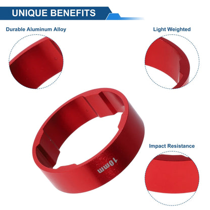 Headset Spacer Set 10mm 28.6mm 1-1/8in Red Aluminum Alloy for Bicycle (10 Pcs)