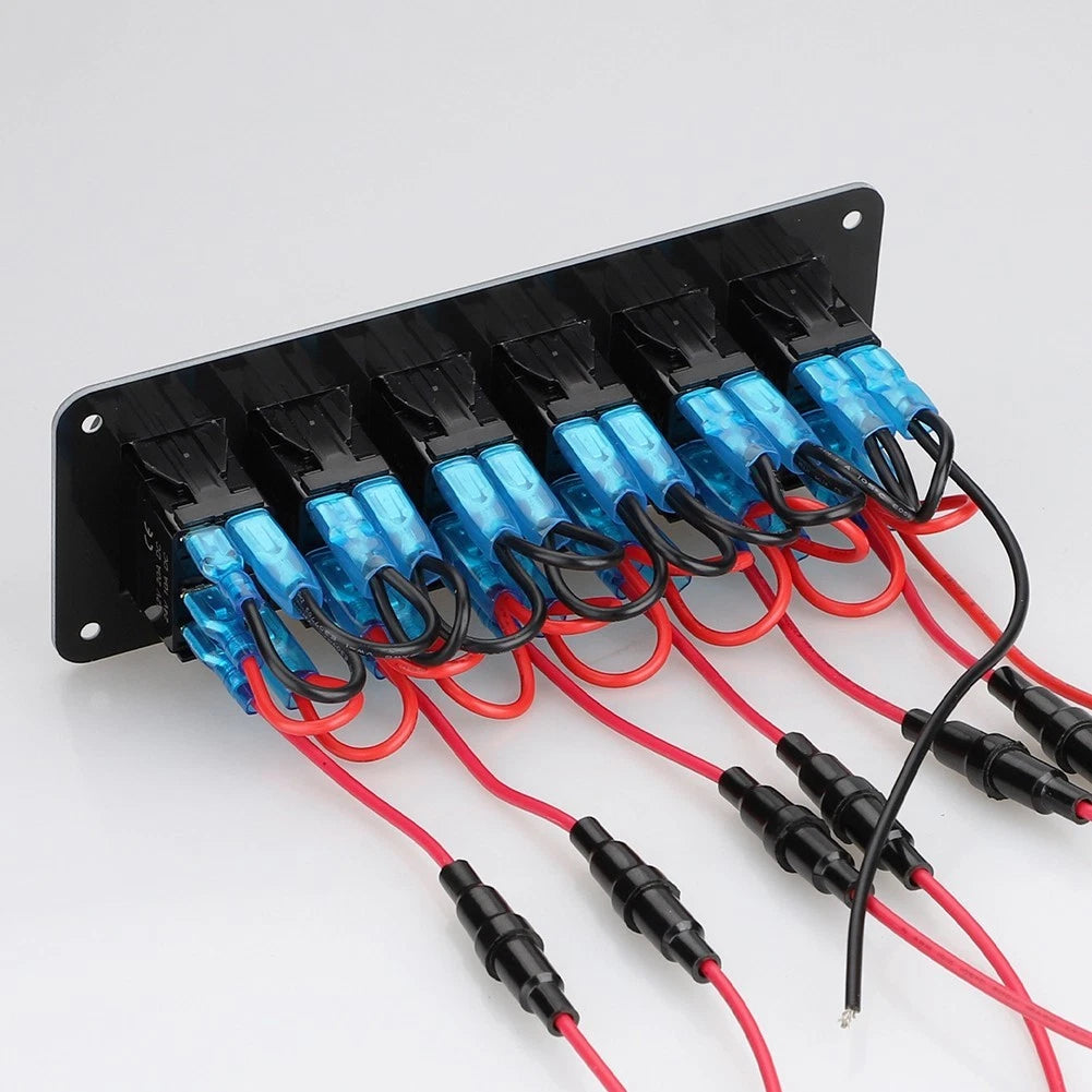 6 Gang Rocker Switch Panel with LED Indicators for Boat Trucks (12V 24V)