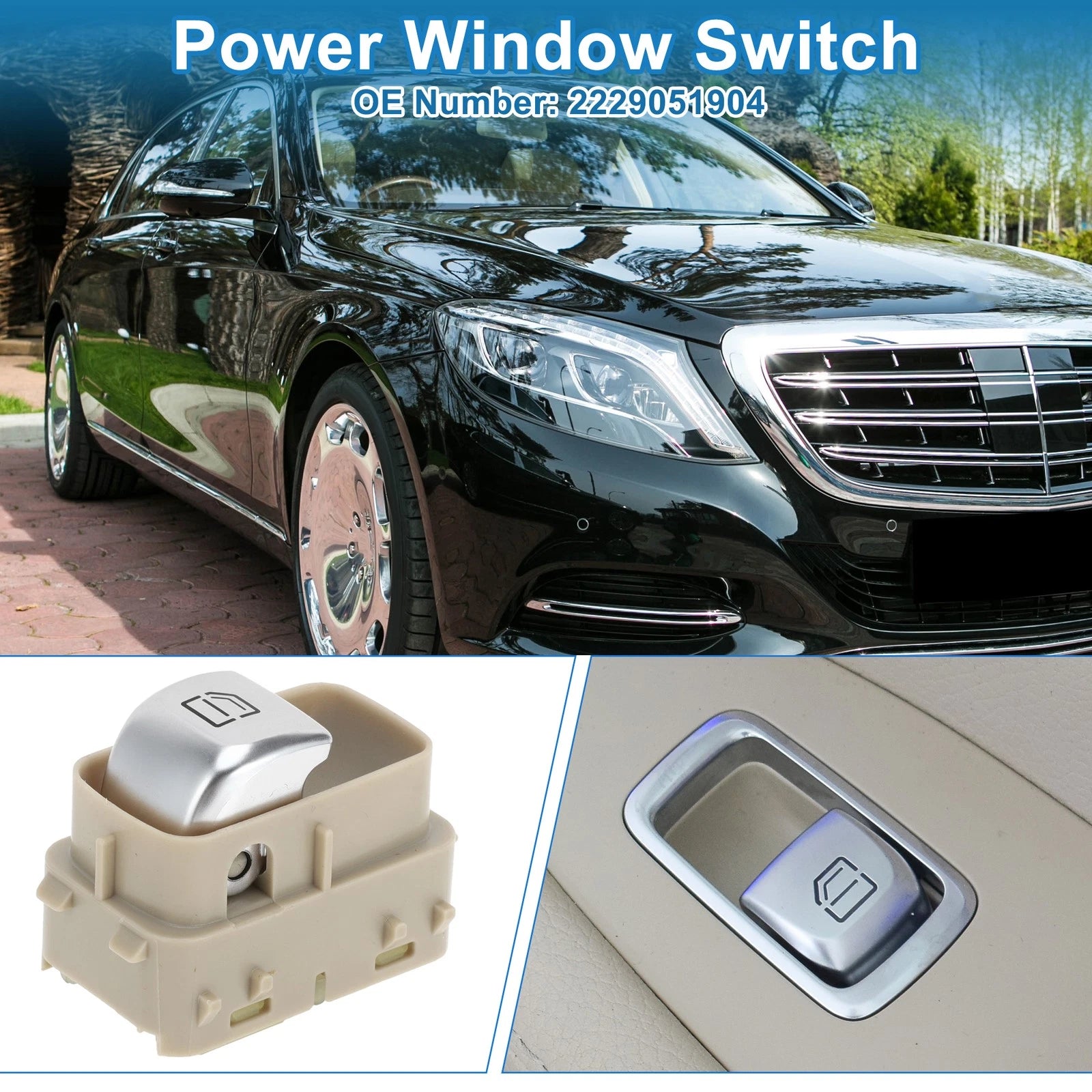 Power Window Switch for Mercedes-Benz E300 S400 S500 S600 Beige (2000–2021)