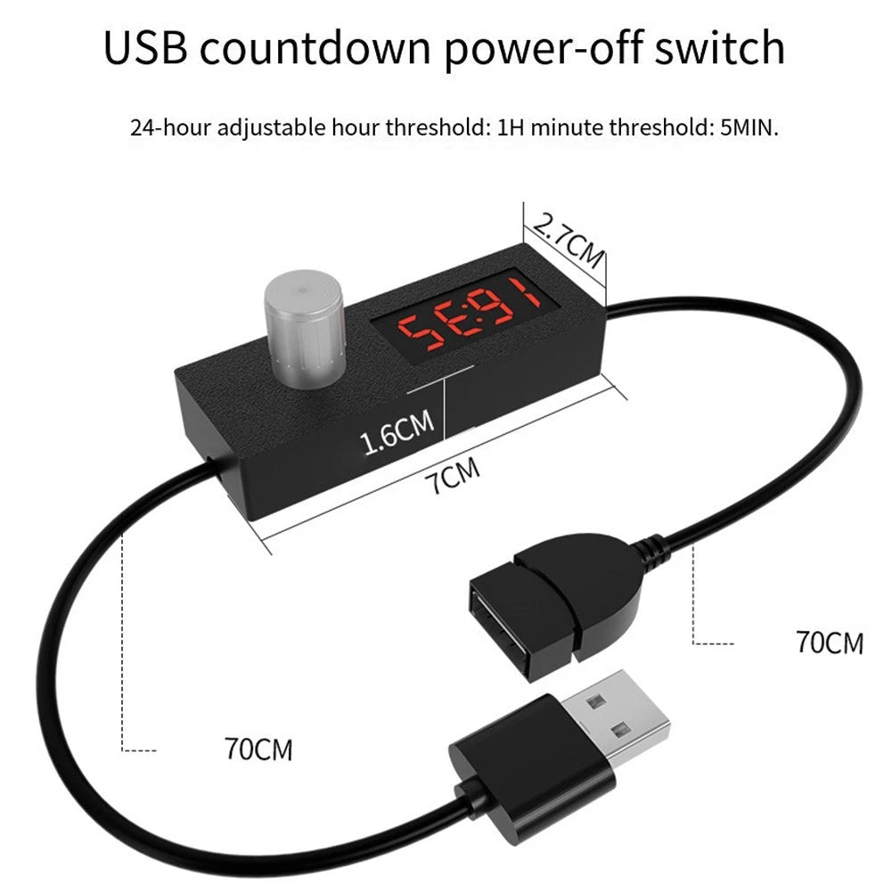 USB timer power off switch cable for fish tank and office use